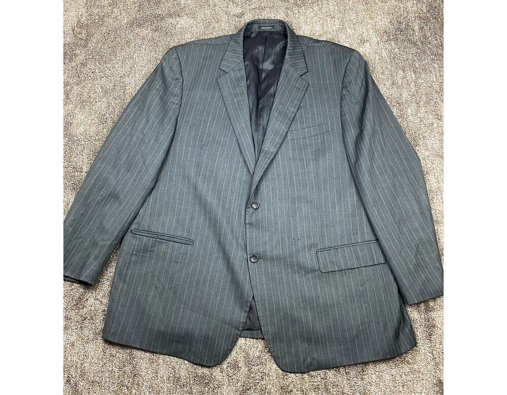 Joseph & Feiss Mens Wool Pinstripe Suit Jacket Blazer Gray ~50R TLC Flaws